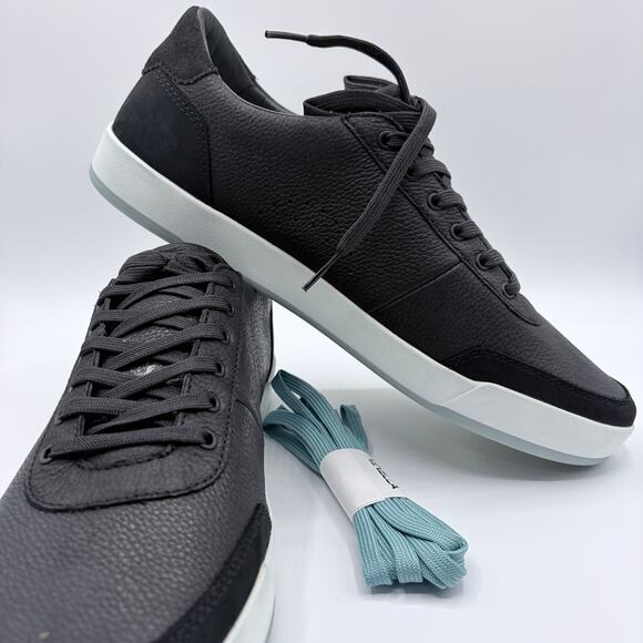 Novella Men\'s Black Pebble Leather Sneakers - Size 10 New NWT Luxury Kicks